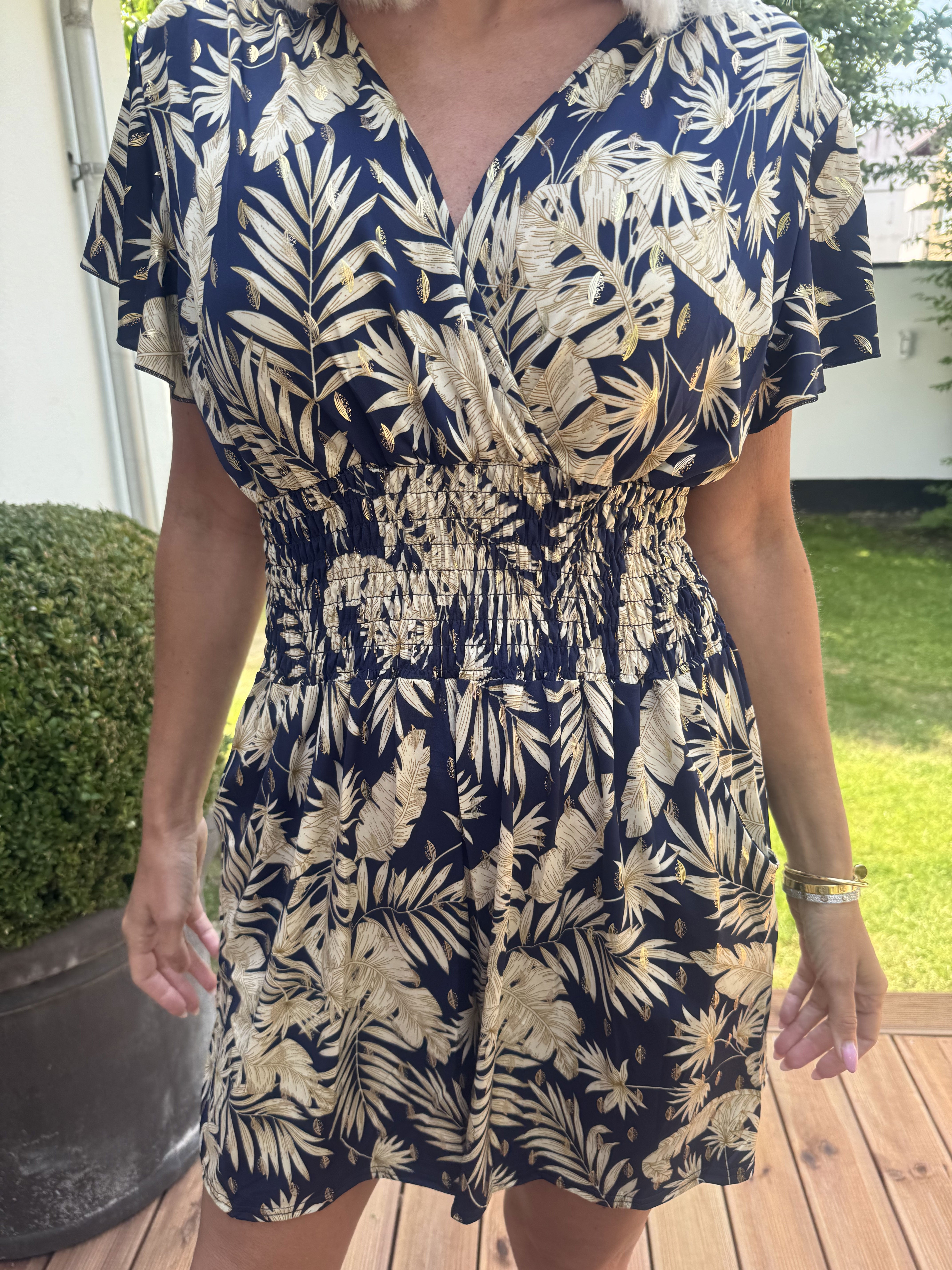 Pams Gold Leaf Playsuit - Elastisk playsuit med lommer